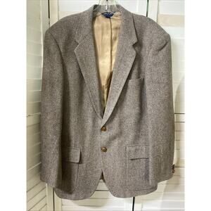 80s 90s William F Farah Tweed Wool Blazer Elbow Patches 44R Men’s Large